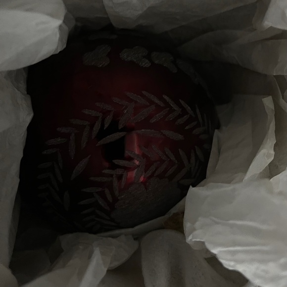 New Pottery Barn Red Etched Mercury Ball Christmas Ornament Decor 4” #1 - Picture 8 of 12
